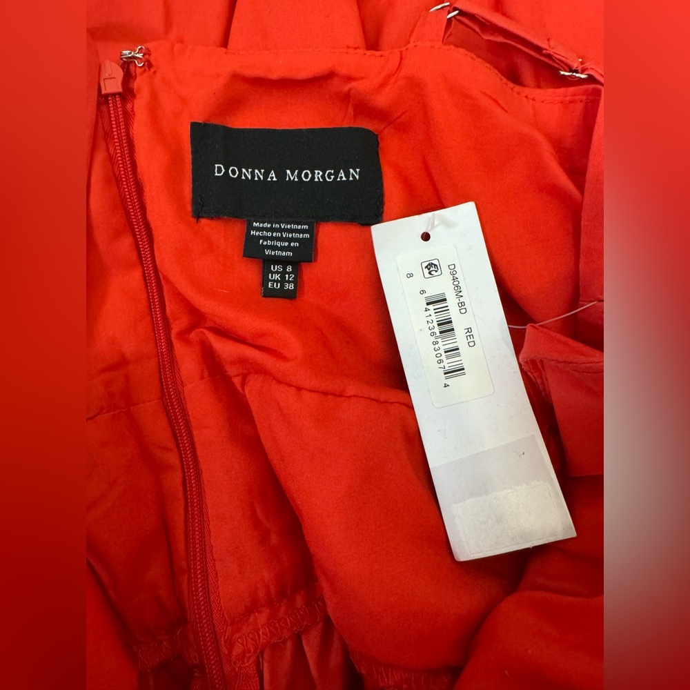 NWT Donna Morgan Red Cotton Ruched around waist SunDress w/ Pockets Size 8 - Picture 10 of 15